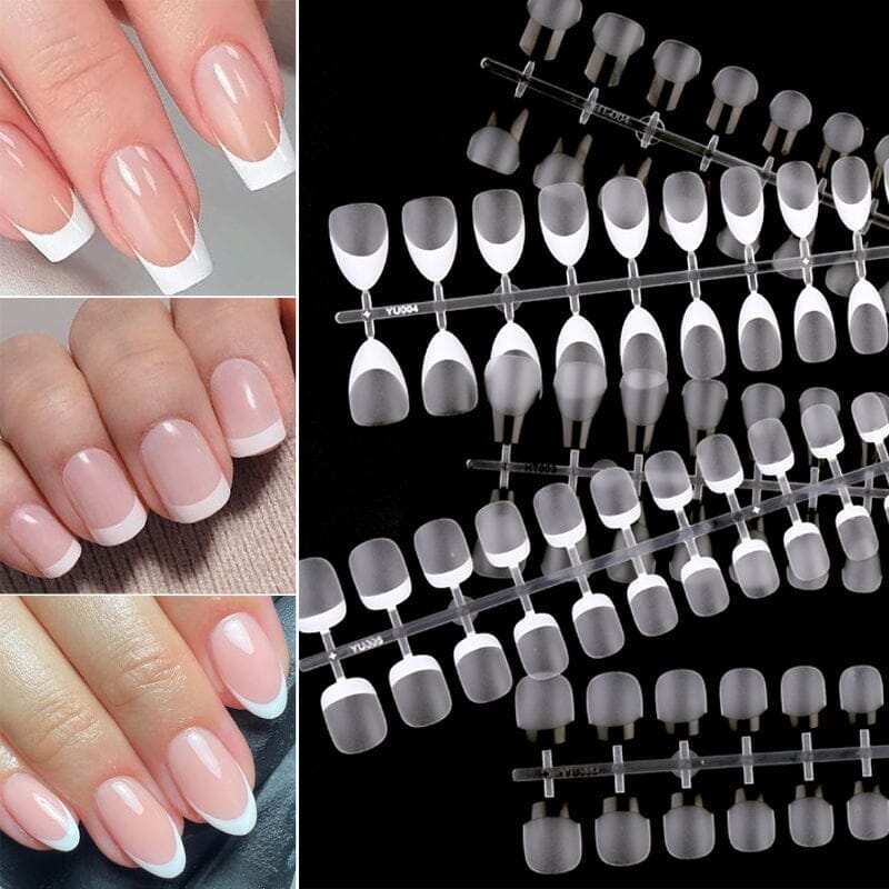 30pcs White French Short Almond Press on Nails - Image 8