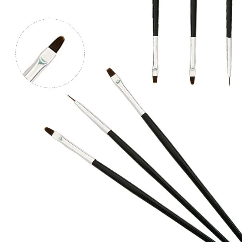 3pcs Black Handle Nail Brush Set - Image 3