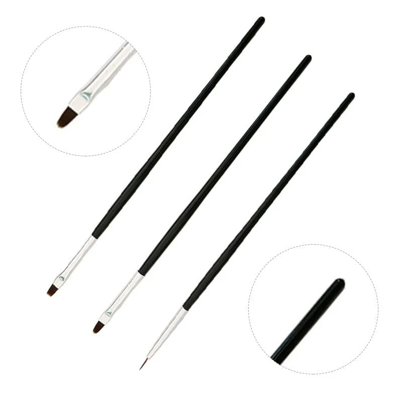 3pcs Black Handle Nail Brush Set - Image 5