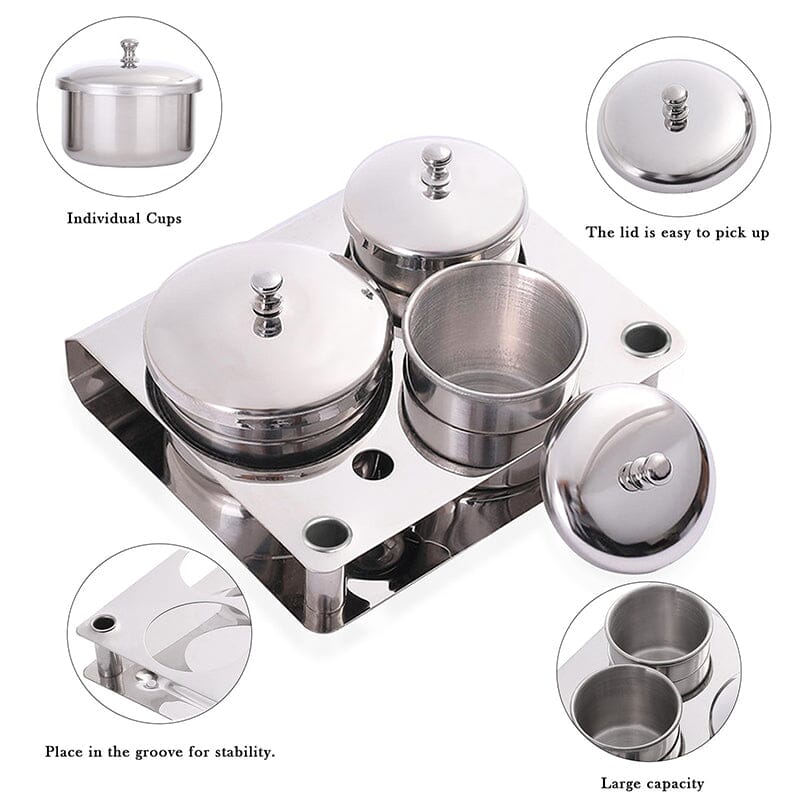 3pcs Powder Liquid Cup Set Stainless Steel Manicure Container Cup - Image 4