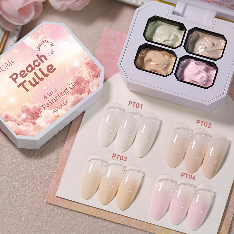 4 Colors 4 in 1 Pat Painting Gel Peach Tulle