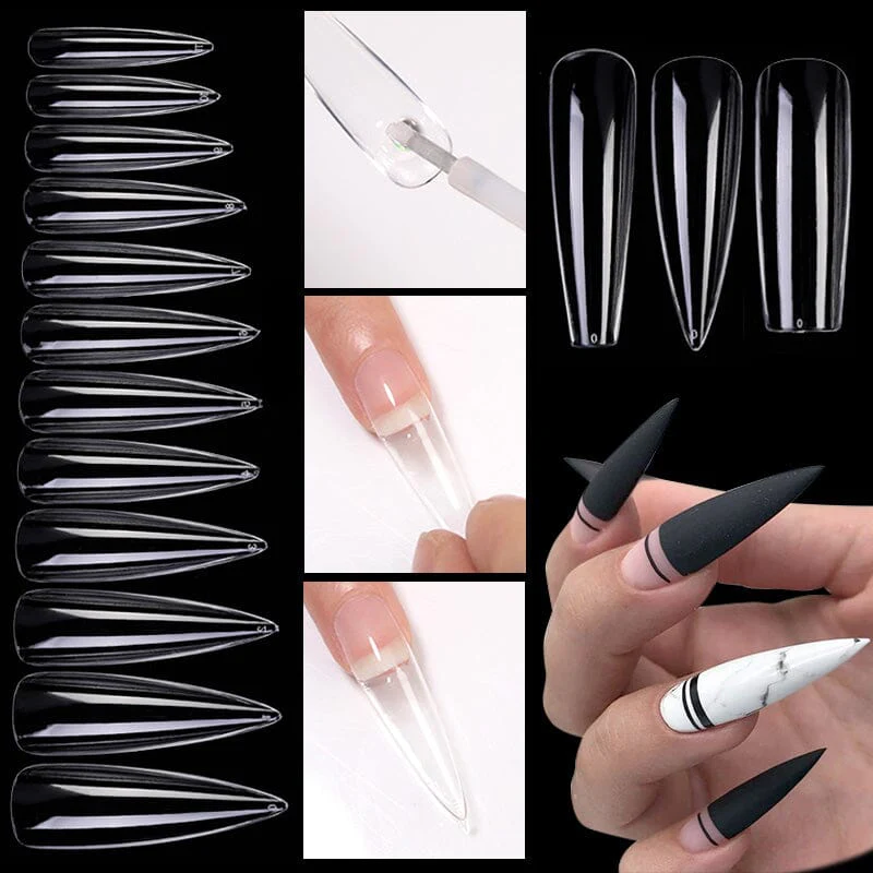48pcs Almond Transparent False Nail Tips - Image 4