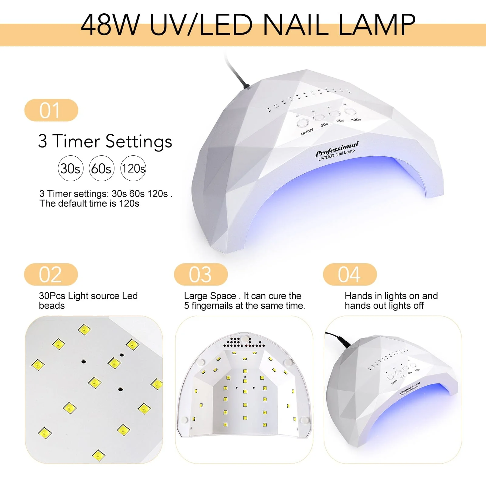 48W UV LED Nail Lamp US Type Plug - Image 5