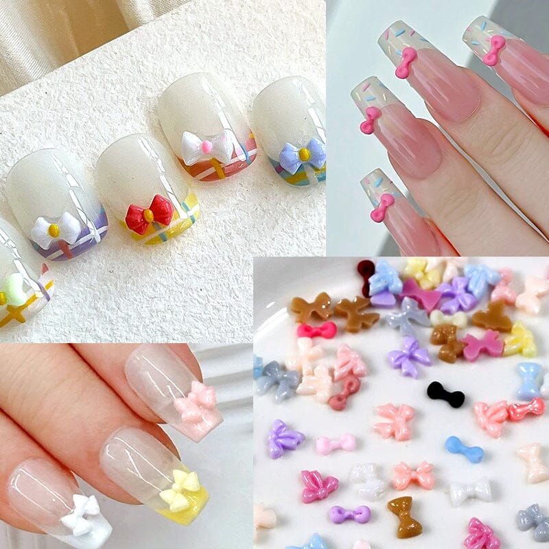 50pcs Resin Ice Transparent Bowknot 3D Nail Decorations - Image 2