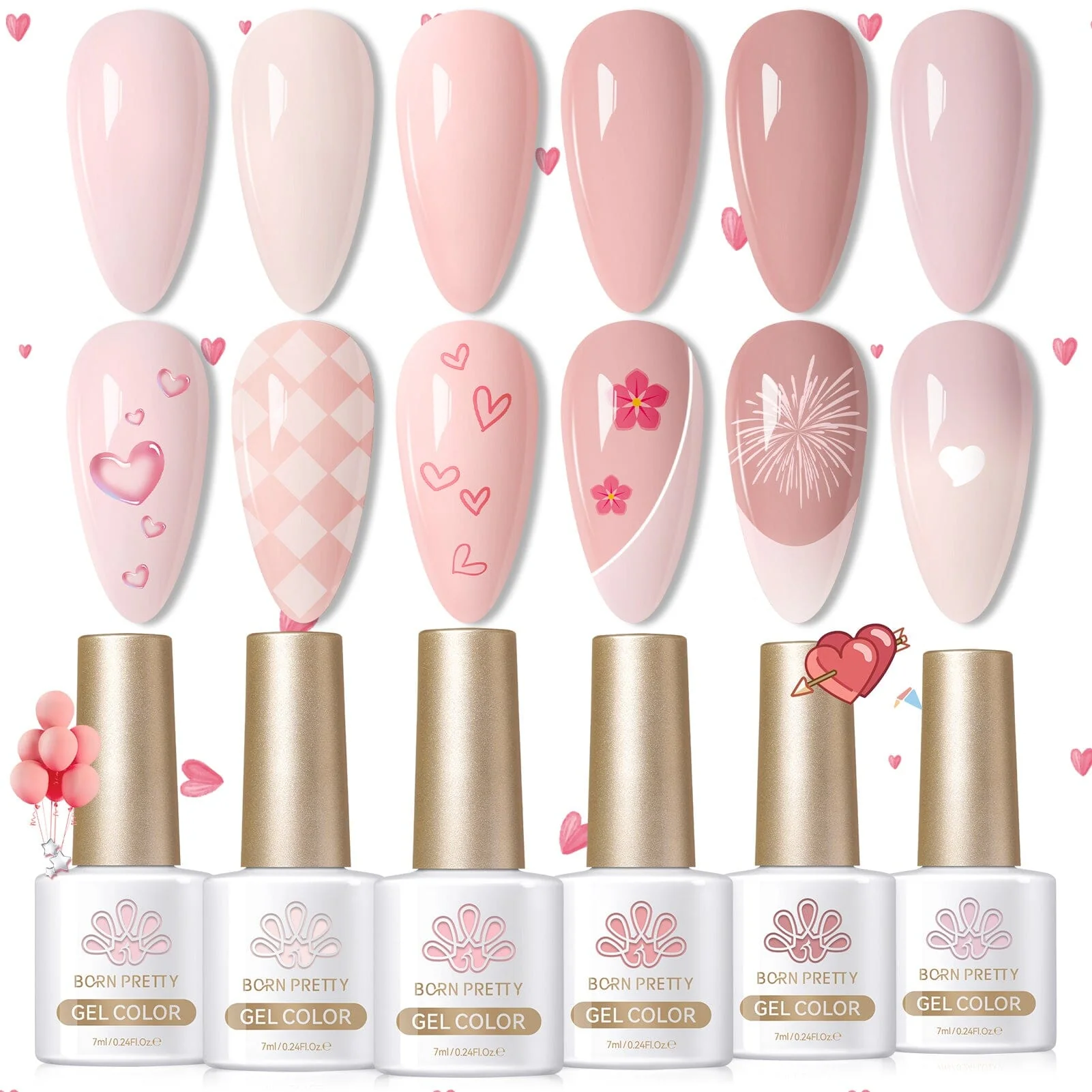 6 Bottles Color Gel Polish Set 7ml - Image 35