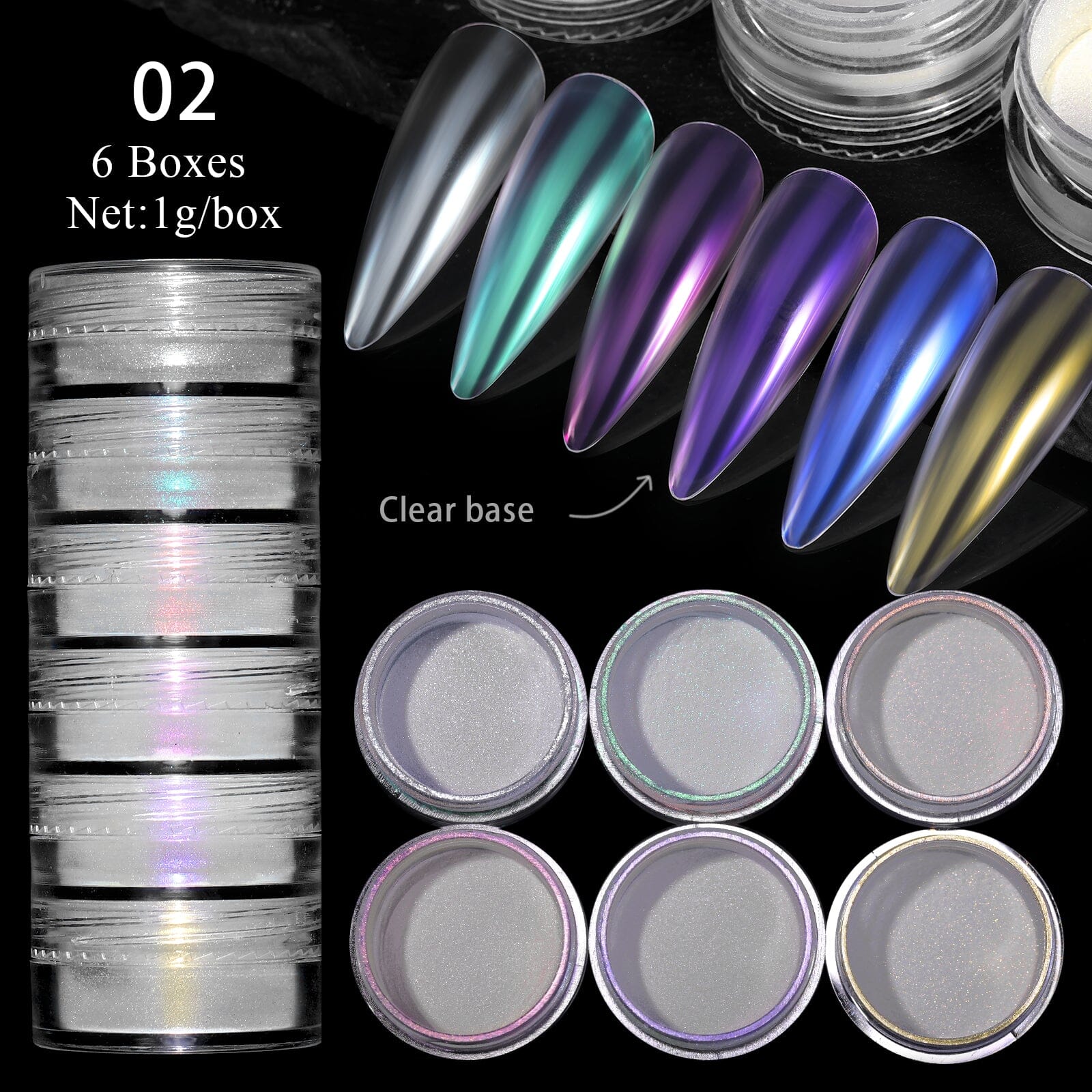 6 Boxes Chrome Nail Powder Set - Image 14