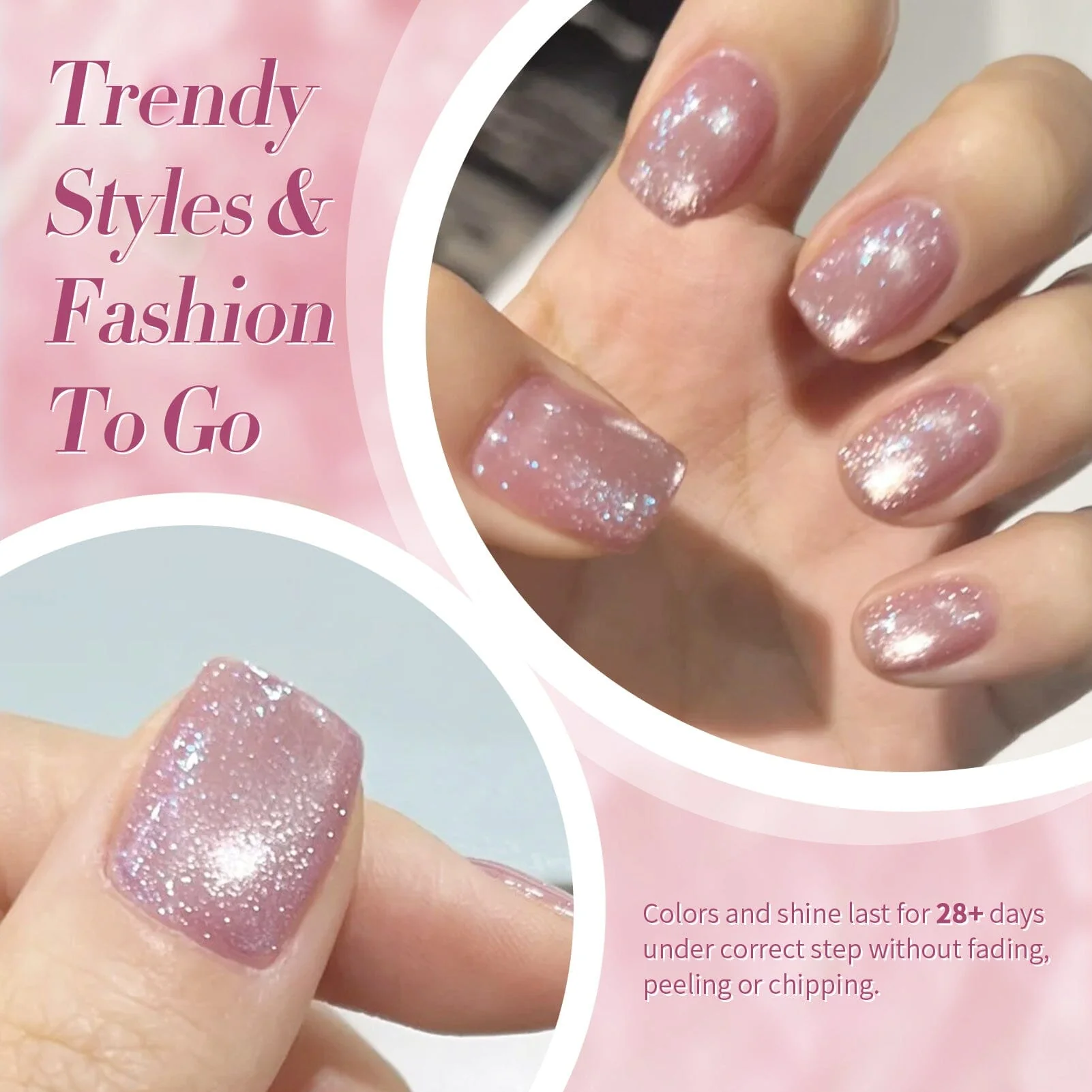 [US ONLY] 6 Colors Jelly Pink Cat Magnetic Gel Polish Set 7ml - Image 3