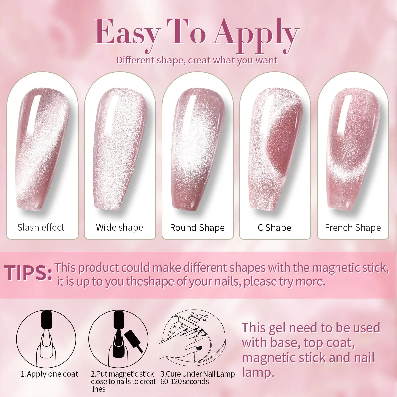 [US ONLY] 6 Colors Jelly Pink Cat Magnetic Gel Polish Set 7ml - Image 9