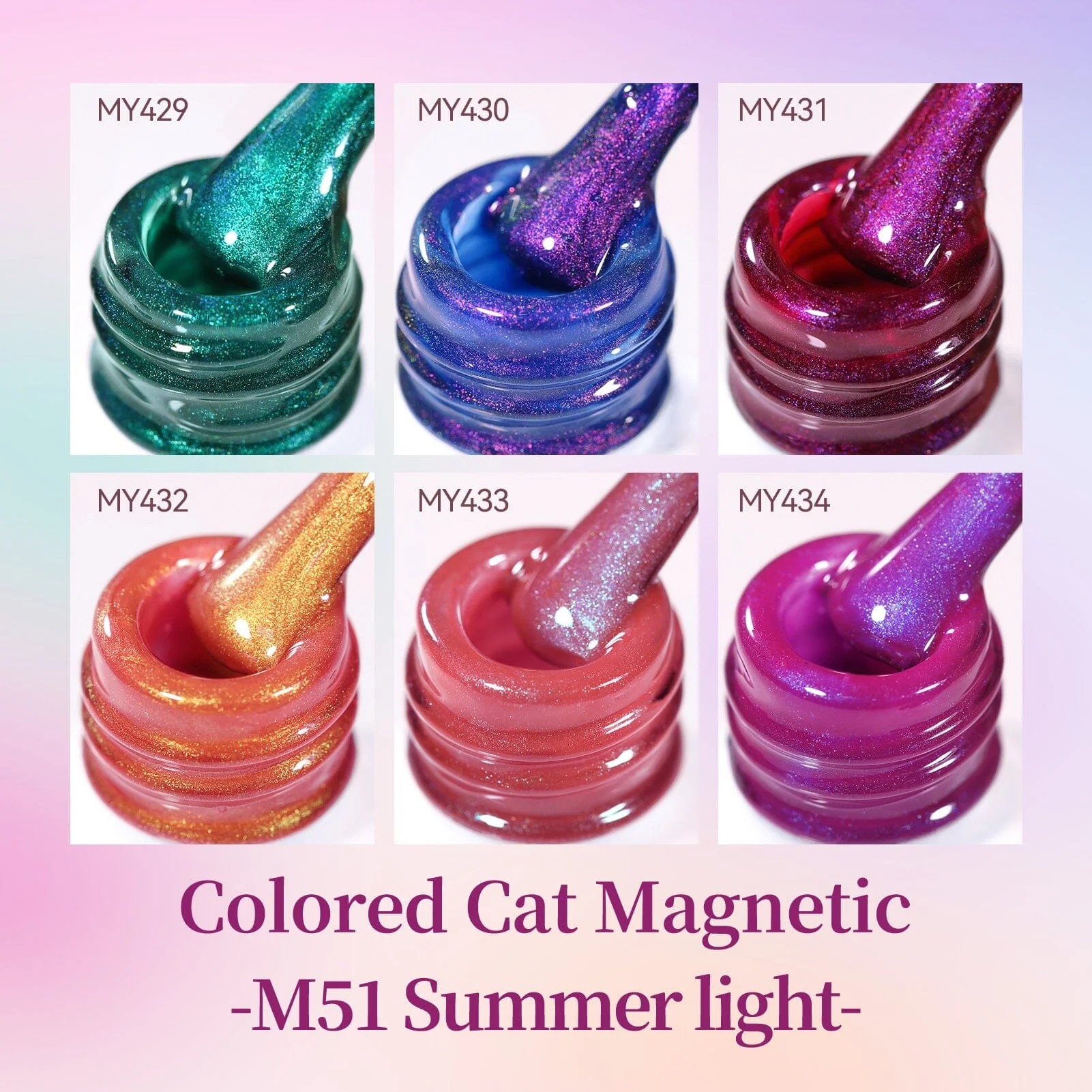 6 Colors Colored Cat Magnetic Gel M51 Summer Light 7ml - Image 5