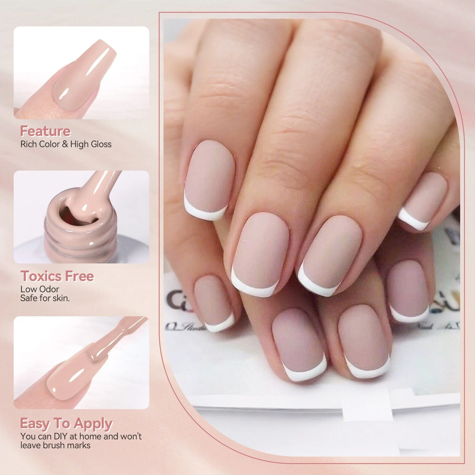6 Colors Gel Polish S04 Clouded Rose 7ml - Image 4