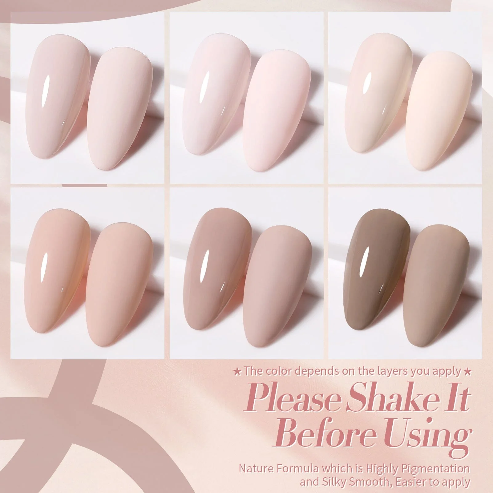 6 Colors Gel Polish S04 Clouded Rose 7ml - Image 5