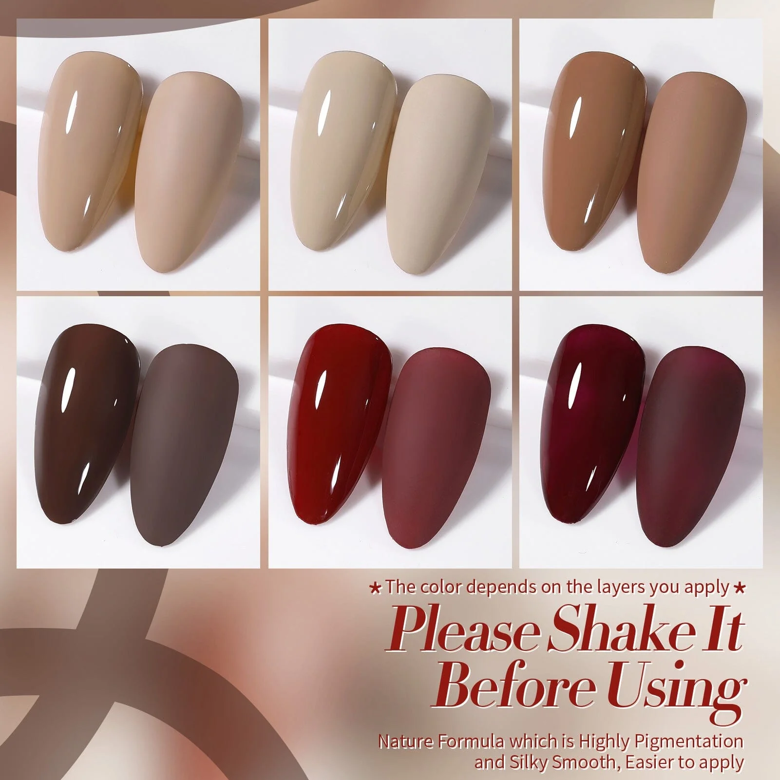 6 Colors Gel Polish Set S21 Raw Cacao 7ml - Image 6