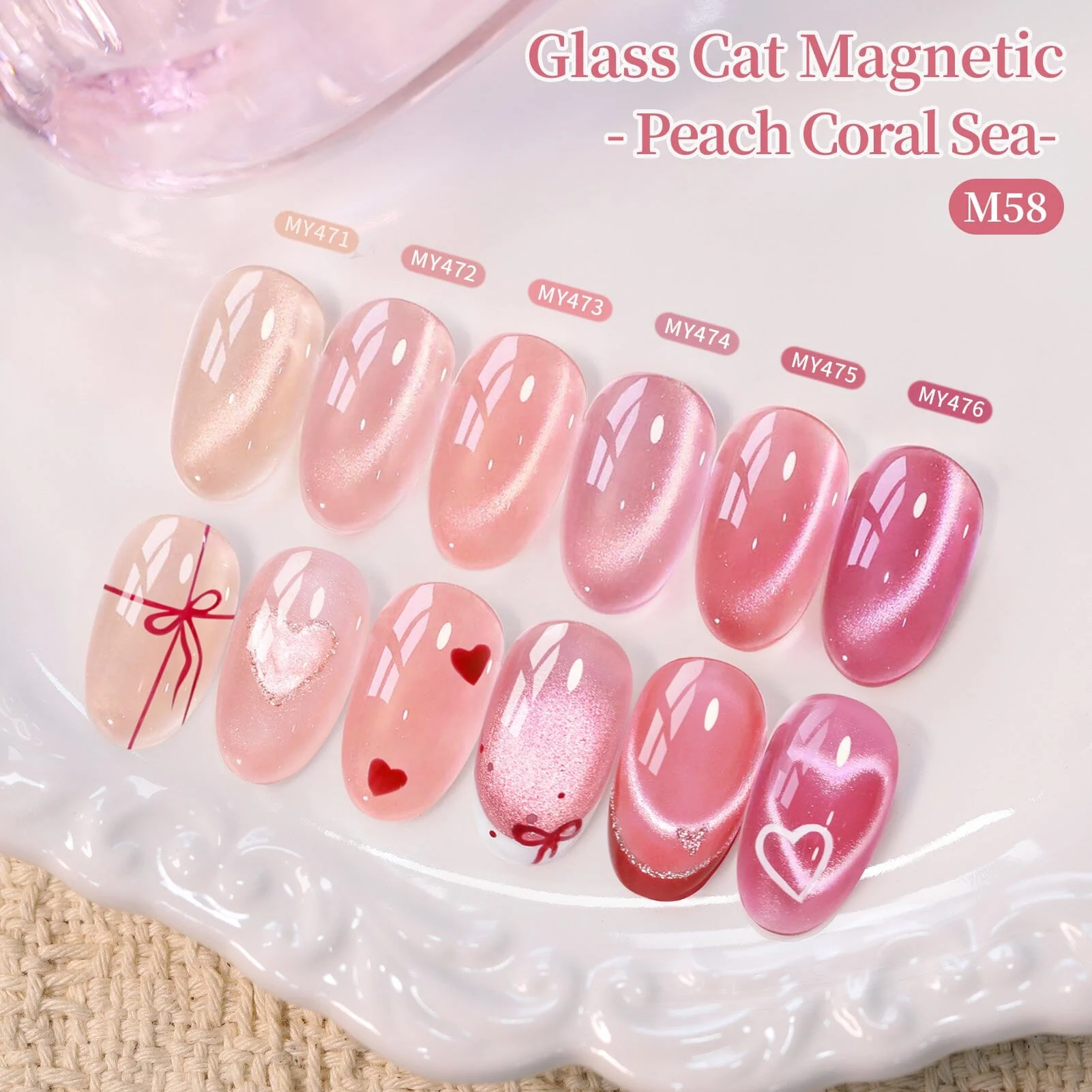 6 Colors Glass Cat Magnetic Gel M58 Peach Coral Sea 7ml - Image 4