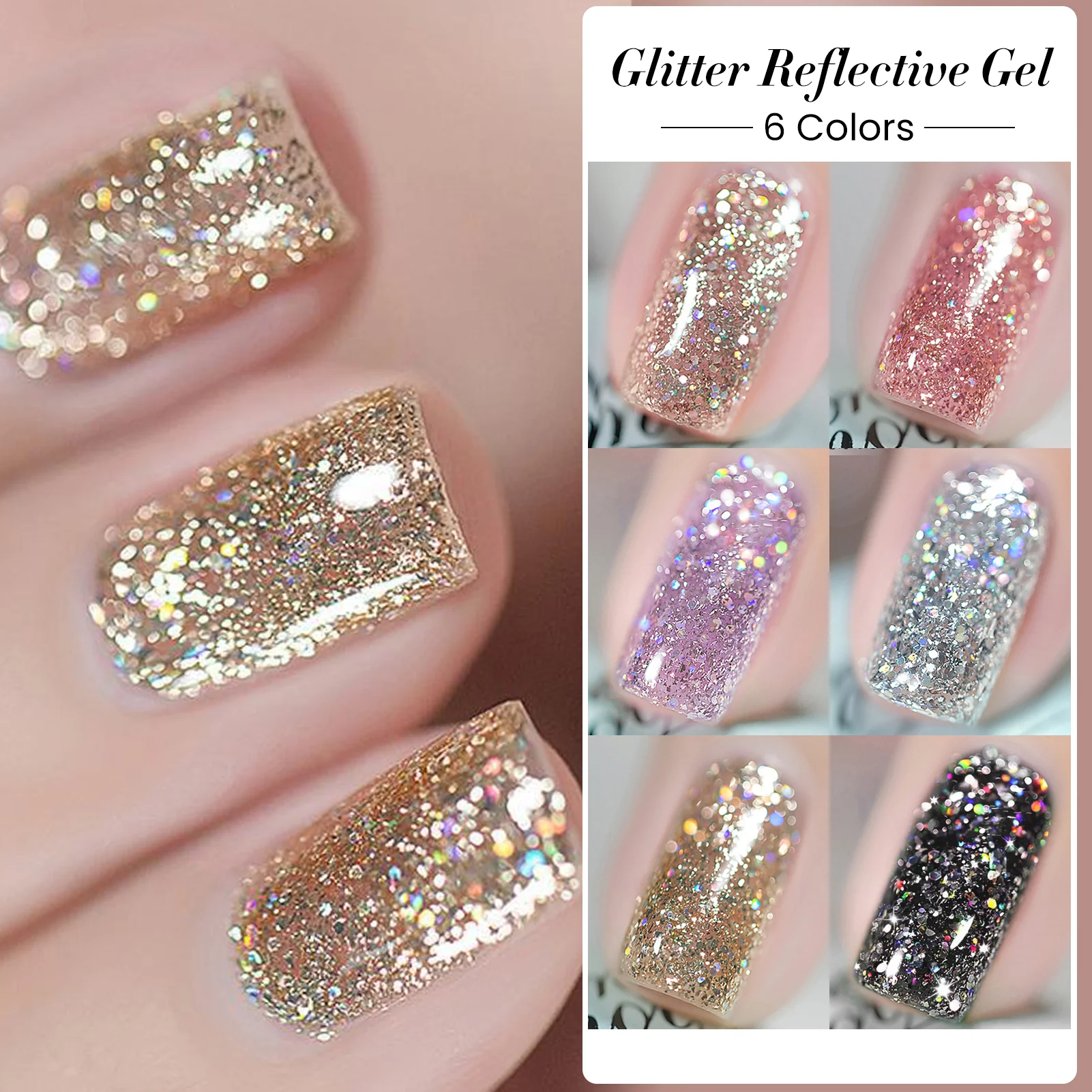 6 Colors Glitter Reflective Gel T07 Dream Star 7ml - Image 6