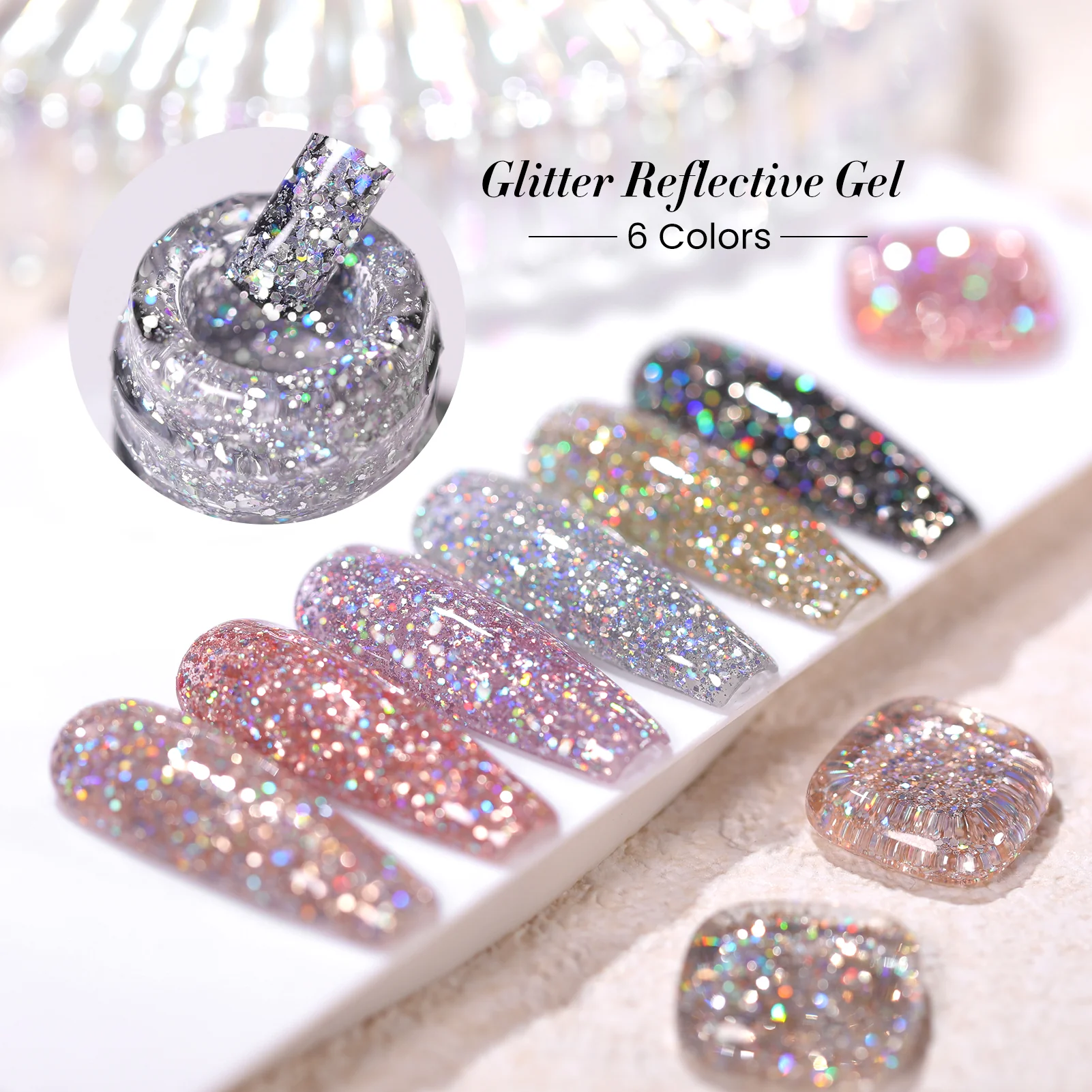 6 Colors Glitter Reflective Gel T07 Dream Star 7ml - Image 7