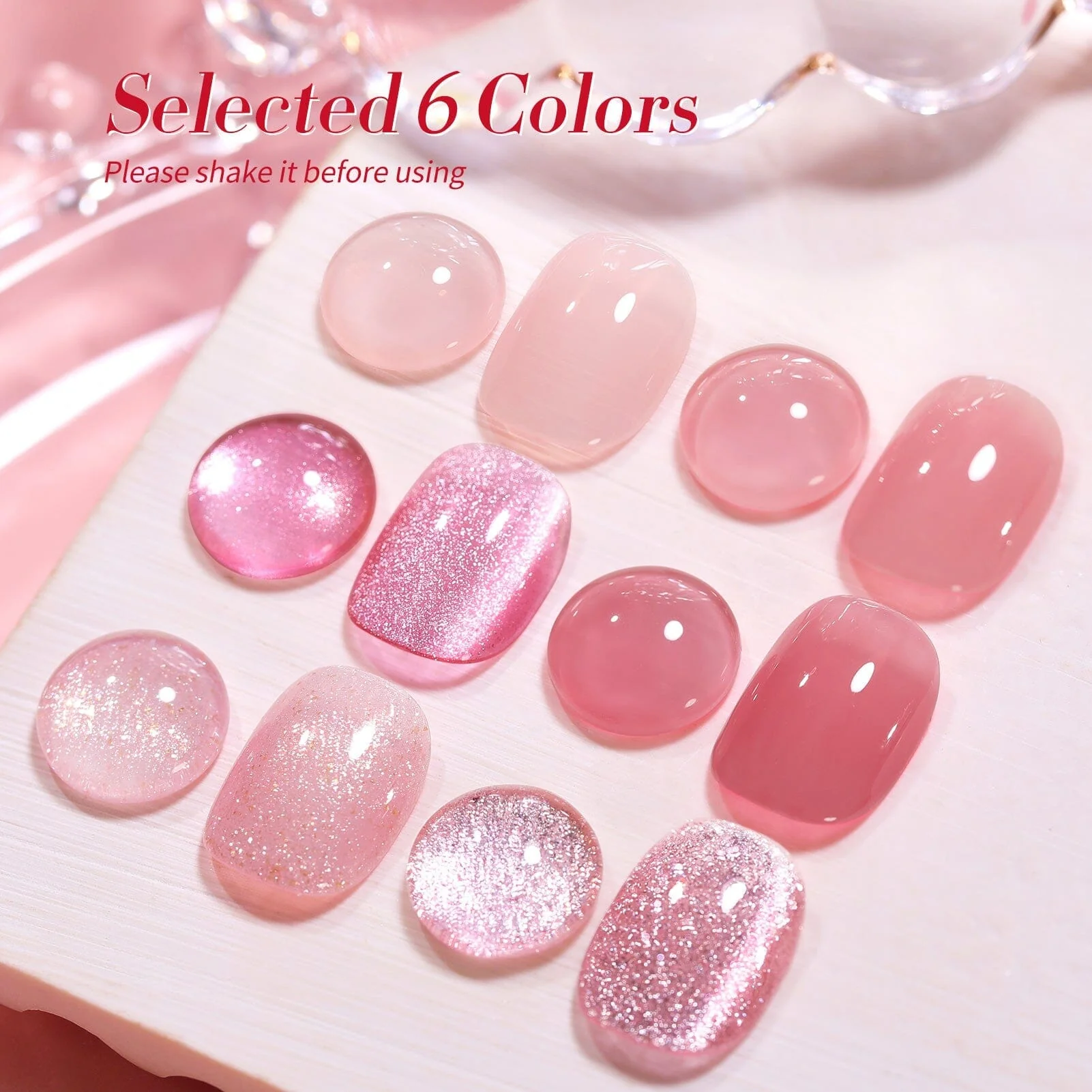 6 Colors Jelly Gel J44 Fantasy Rose 7ml - Image 9
