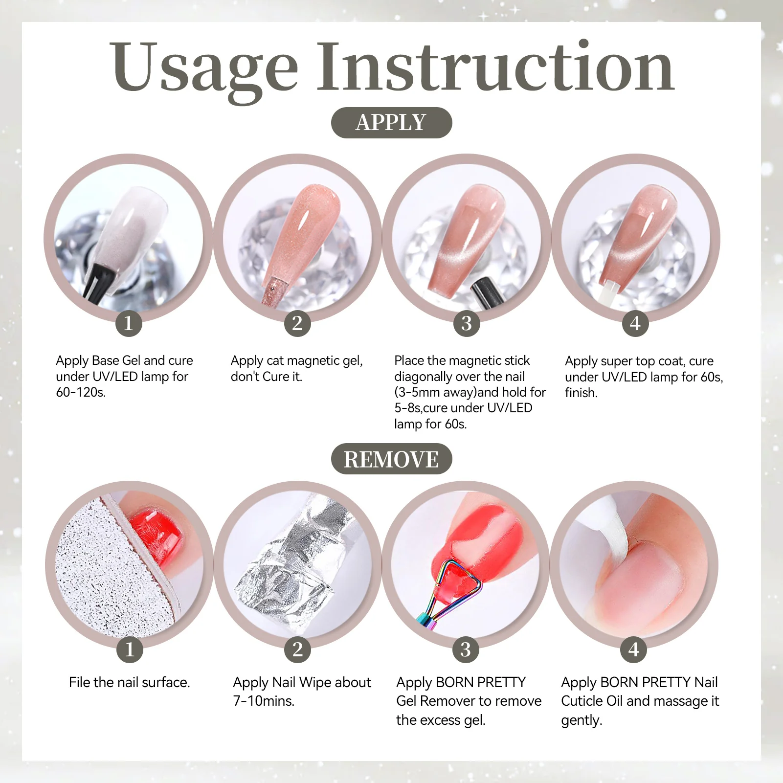 6 Colors Moonlight Cat Magnetic Gel M69 Rosy White 7ml - Image 7