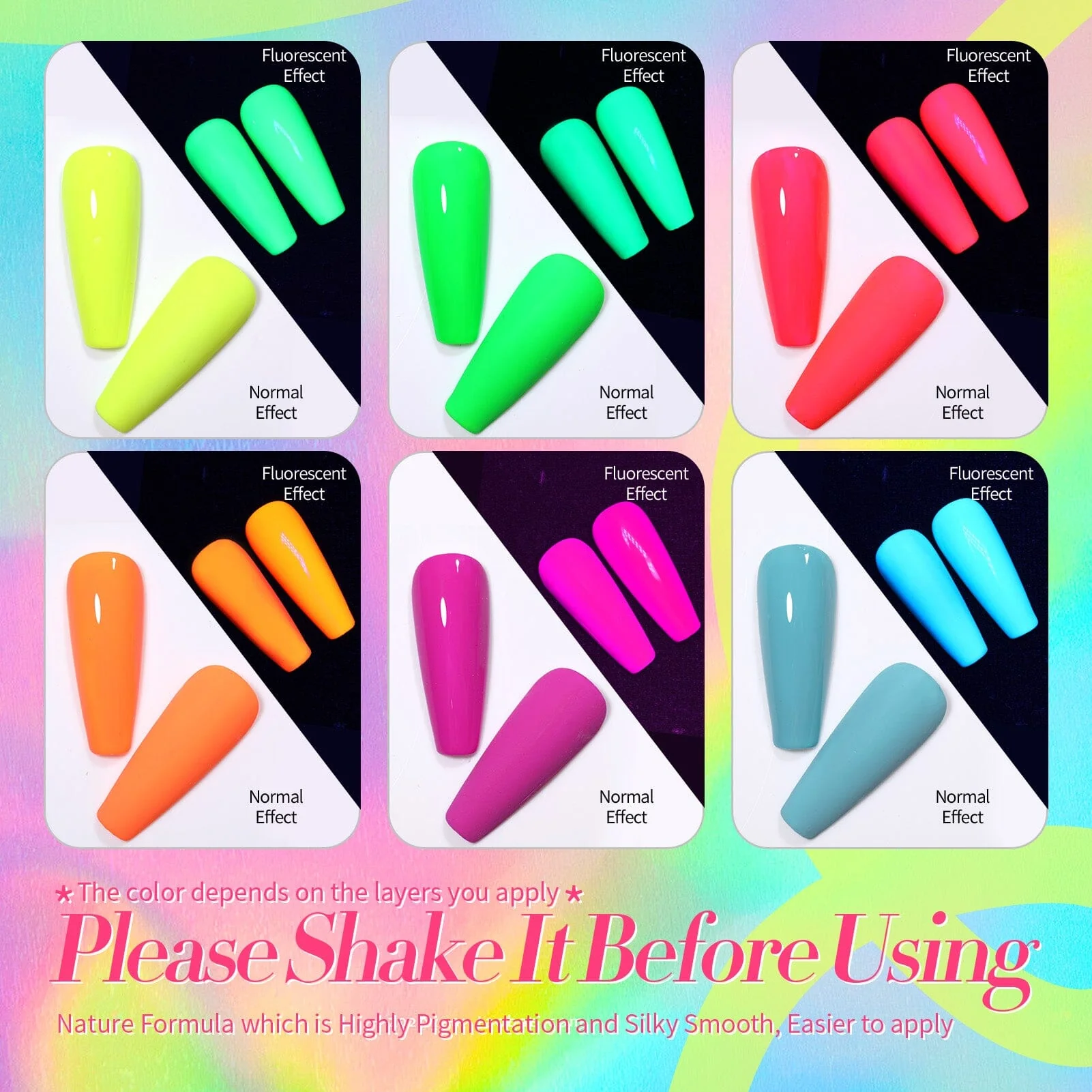 6 Colors Neon Nail Polish Set 6ml - Image 5