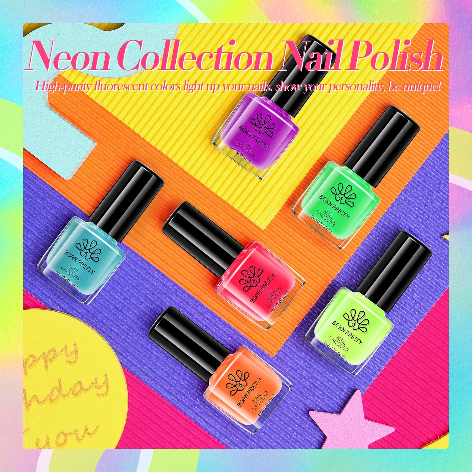 6 Colors Neon Nail Polish Set 6ml - Image 6