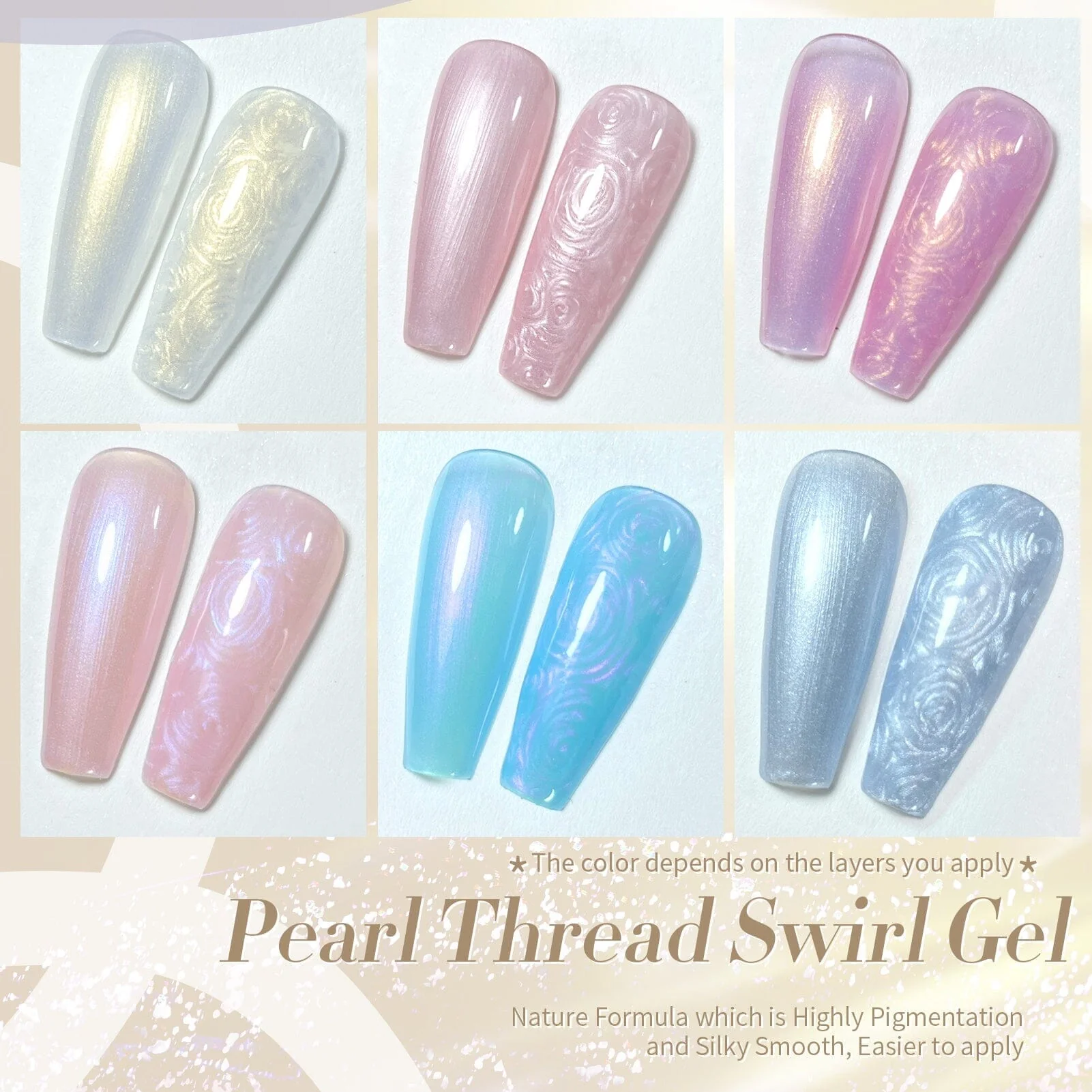 6 Colors Pearl Thread Swirl Gel T12 Hazy Rain 7ml - Image 6