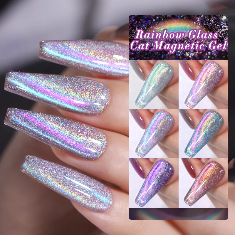 6 Colors Rainbow Glass Cat Magnetic Gel M10 Colorful Laser 7ml - Image 3