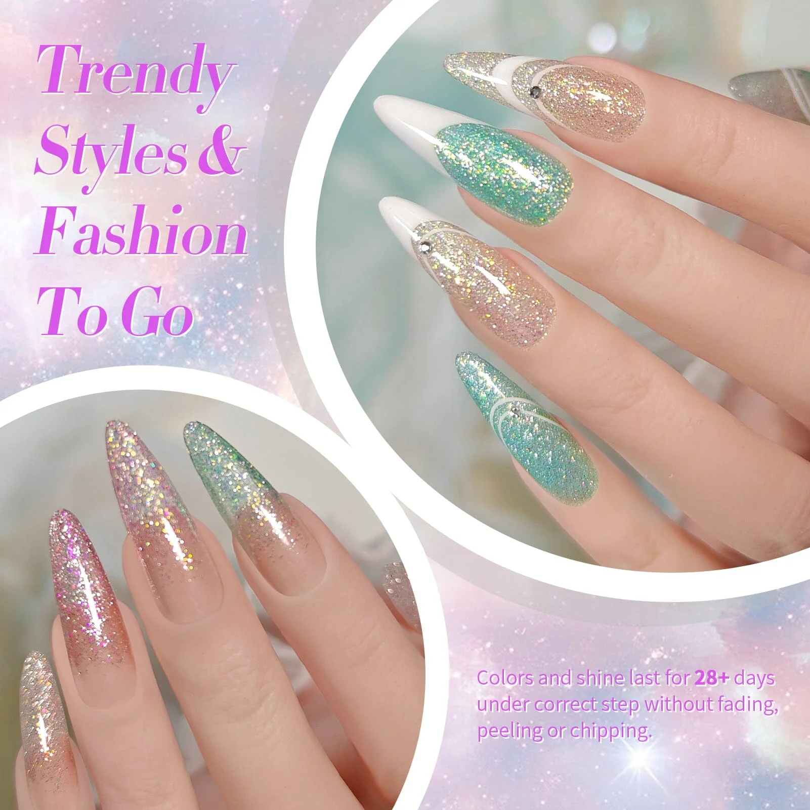 6 Colors Reflective Glitter Gel T15 Crush Starlight 7ml - Image 3