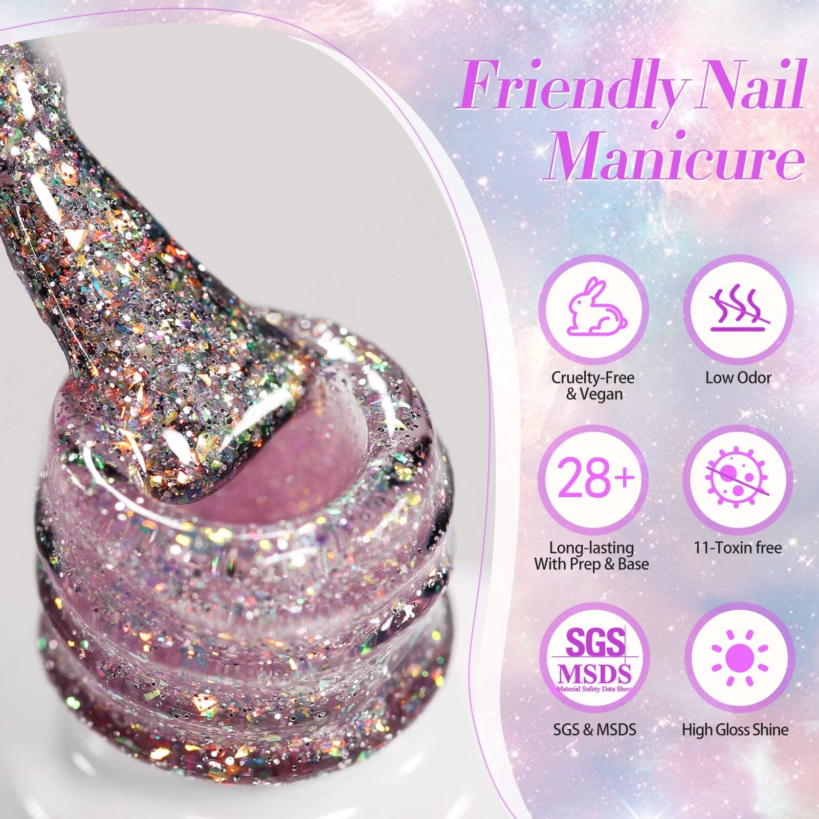 6 Colors Reflective Glitter Gel T15 Crush Starlight 7ml - Image 4
