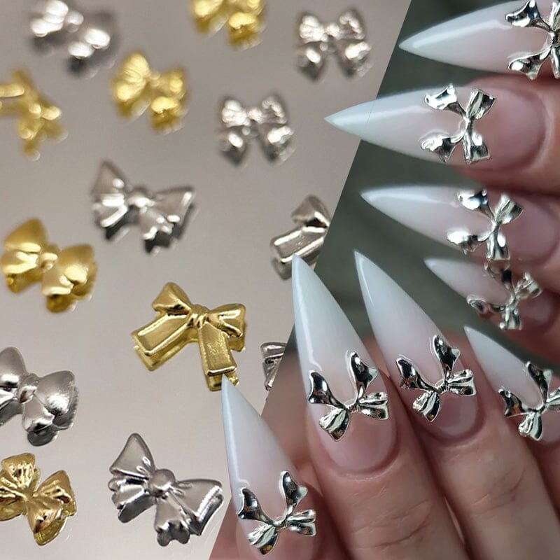 6 Grids Gold Silver Alloy Star Bowknot Nail Decoration - Image 10
