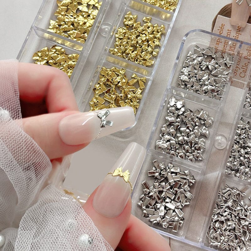6 Grids Gold Silver Alloy Star Bowknot Nail Decoration - Image 9
