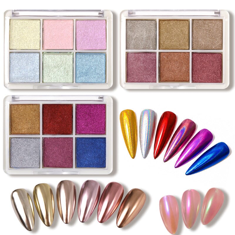 6 Grids Solid Metallic Mirror Chrome Nail Powder