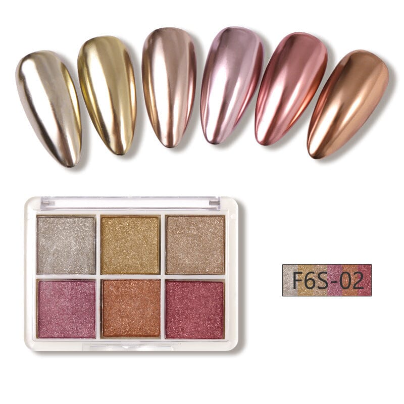 6 Grids Solid Metallic Mirror Chrome Nail Powder - Image 10