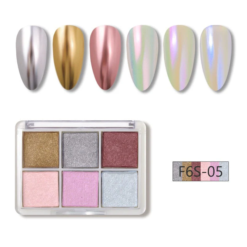 6 Grids Solid Metallic Mirror Chrome Nail Powder - Image 11