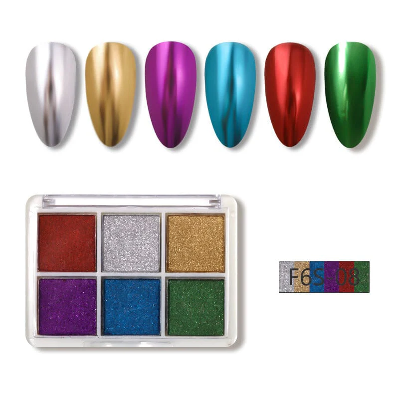6 Grids Solid Metallic Mirror Chrome Nail Powder - Image 12