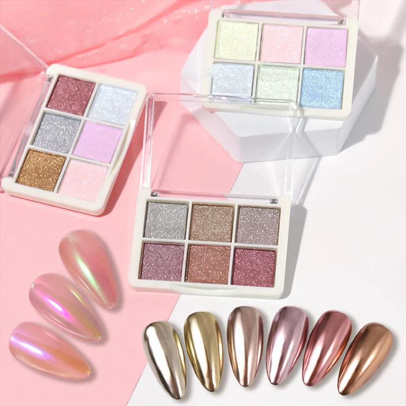 6 Grids Solid Metallic Mirror Chrome Nail Powder - Image 2