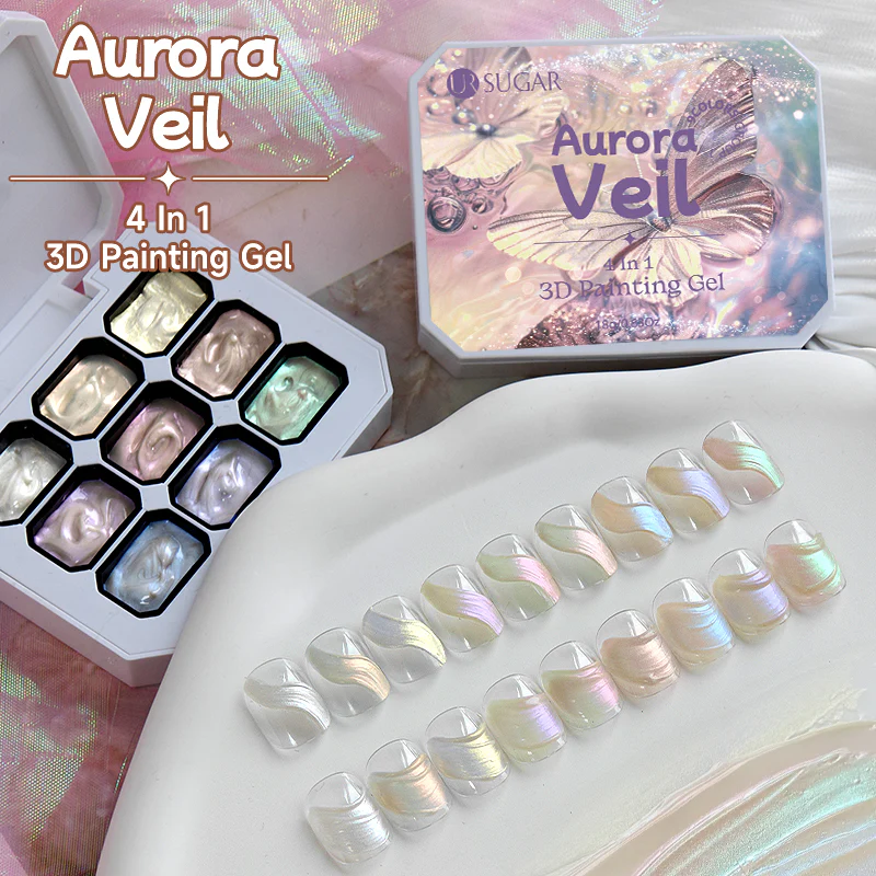 9 Colors 4 In 1 3D Pat Painting Gel Aurora Veil
