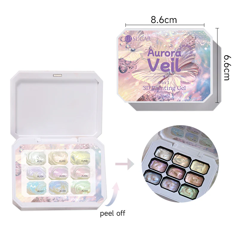 9 Colors 4 In 1 3D Pat Painting Gel Aurora Veil - Image 9