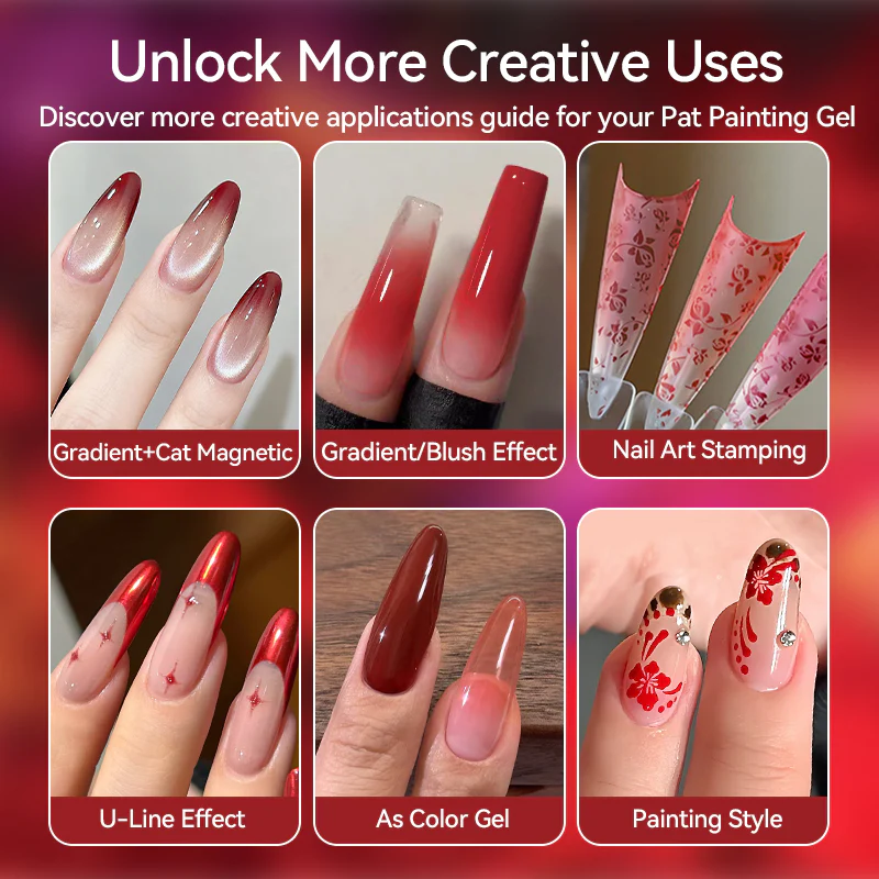 9 Colors 4 In 1 Pat Painting Gel Crimson Flicker - Image 3