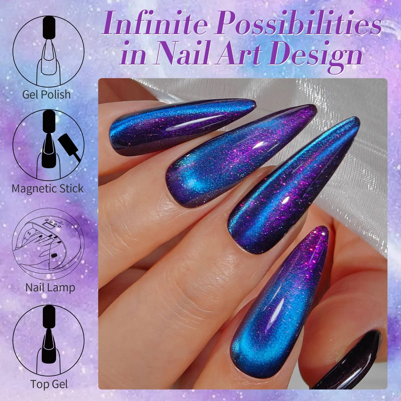 Auroras Cat Magnetic Gel MY311 Night Purple 15ml - Image 6