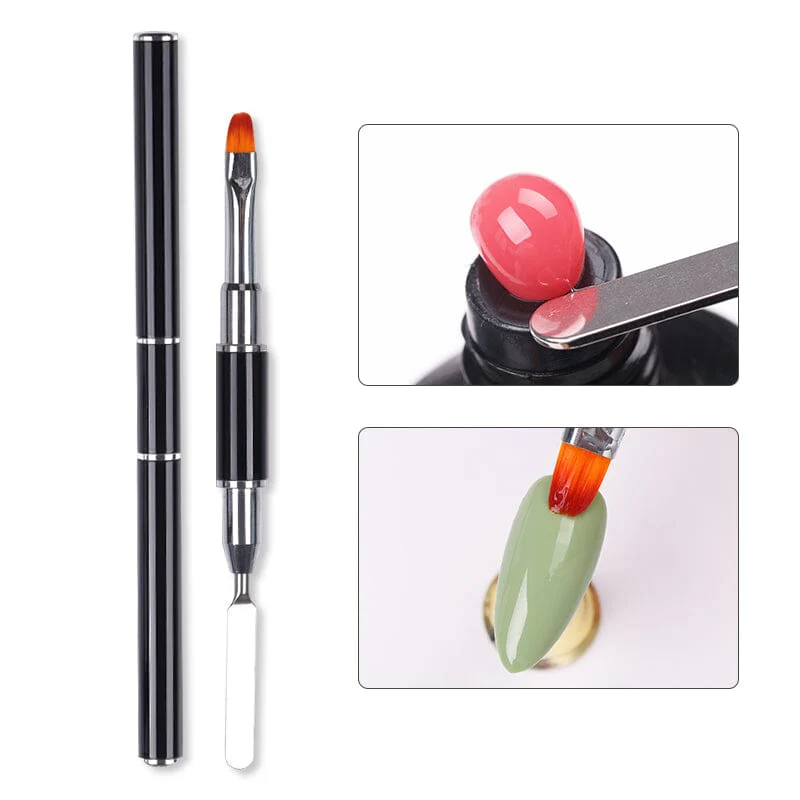 Black Double Head UV Gel Nail Brush - Image 3