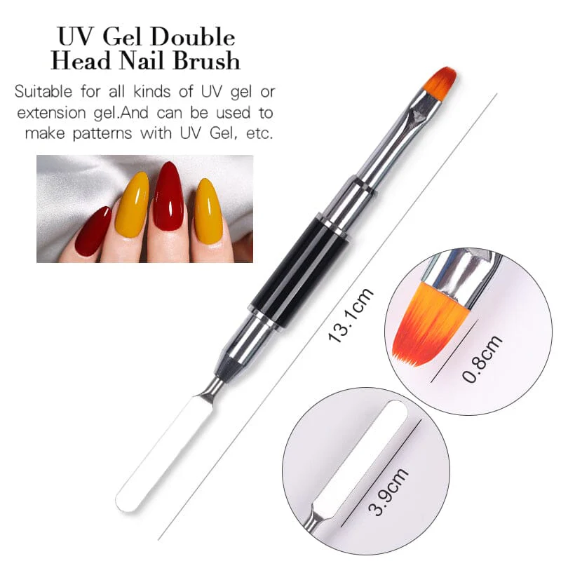 Black Double Head UV Gel Nail Brush - Image 4