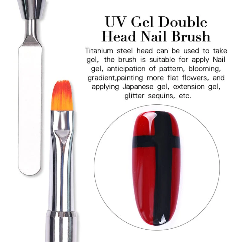 Black Double Head UV Gel Nail Brush - Image 6
