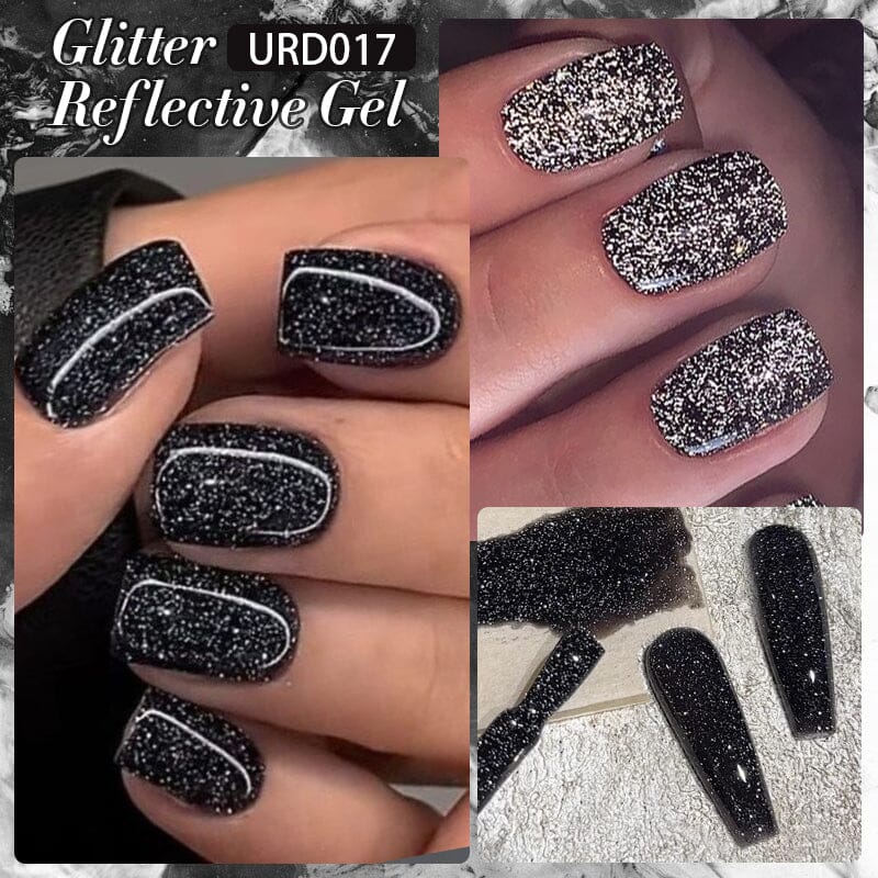 Black Glitter Reflective Gel Polish 15ml - Image 6
