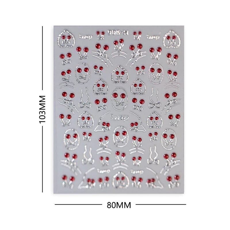 Cherry Bowknot Strawberry 5D Nail Sticker M-906/913 - Image 11