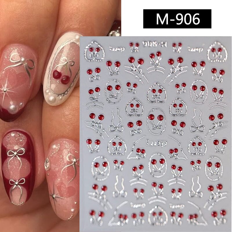 Cherry Bowknot Strawberry 5D Nail Sticker M-906/913 - Image 12