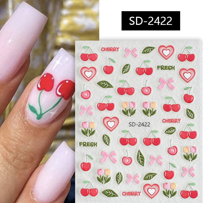 Cherry Strawberry 3D Nail Stickers - Image 16