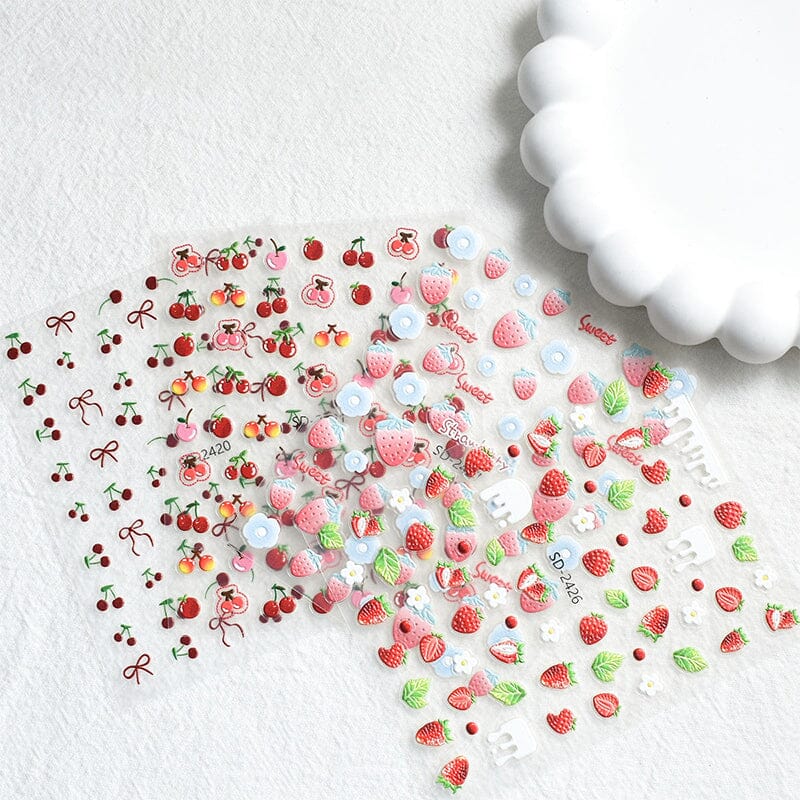 Cherry Strawberry 3D Nail Stickers - Image 6