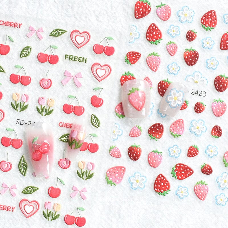 Cherry Strawberry 3D Nail Stickers - Image 7