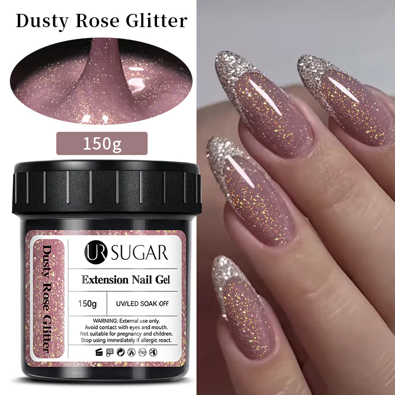 Dusty Rose Glitter Extension Nail Gel 150g - Image 3