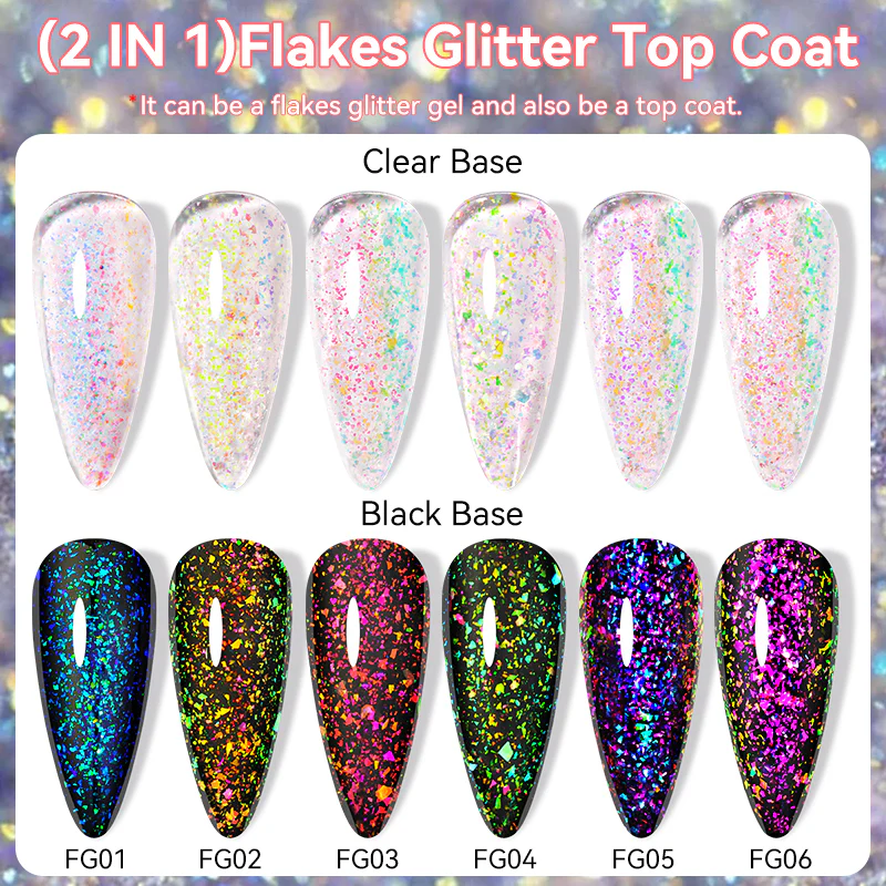 Flakes Glitter Top Coat FG01 7ml - Image 4
