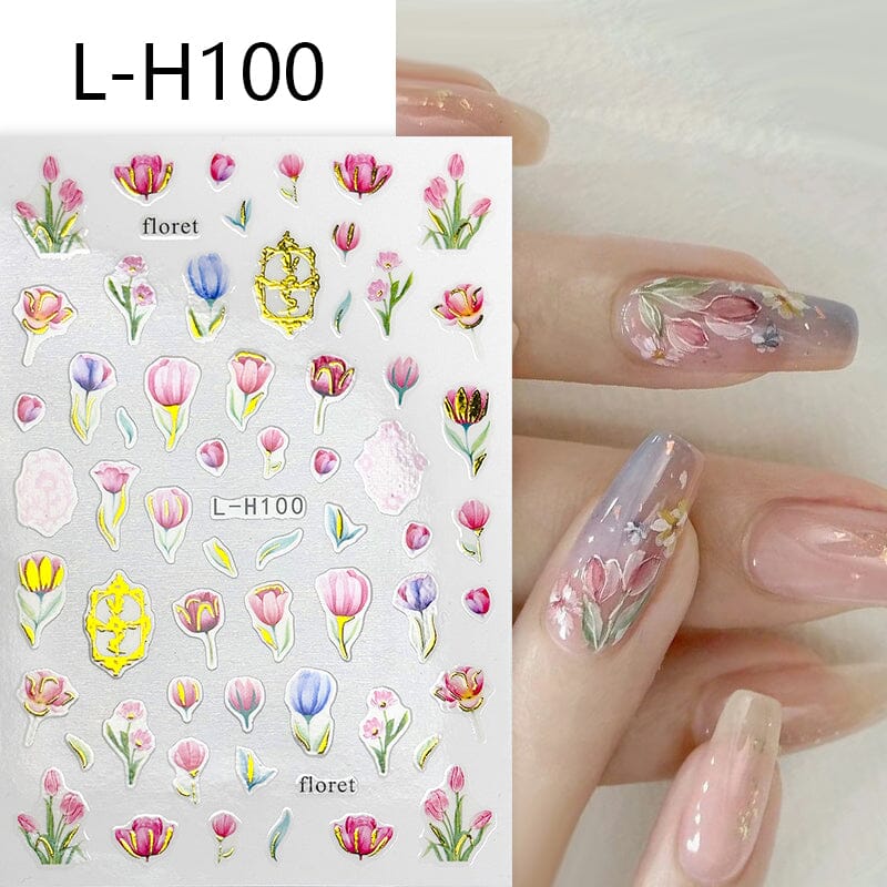 Flowers 3D Nail Sticker L-H Series - Image 11
